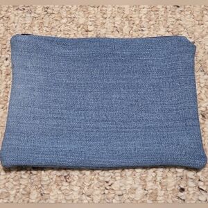 Blue Denim Pouch With Navy Blue Zipper